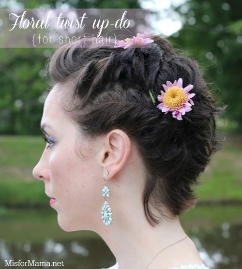 Floral Twist Up-do (for short hair) - M Is for Mama